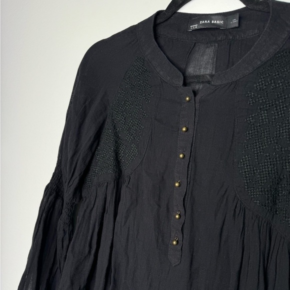 Zara boho sheer black blouse size small - Picture 5 of 8